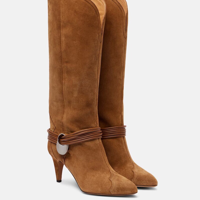 European and American Export Cow Suede High-Heeled Knee Boots 46 Large Size Genuine Leather Frosted Suede Metal Buckle Sleeve Women's High Boots European and American Export Cow Suede High-Heeled Knee Boots 46 Large Size Genuine Leather Frosted Suede Metal Buckle Sleeve Women's High Boots