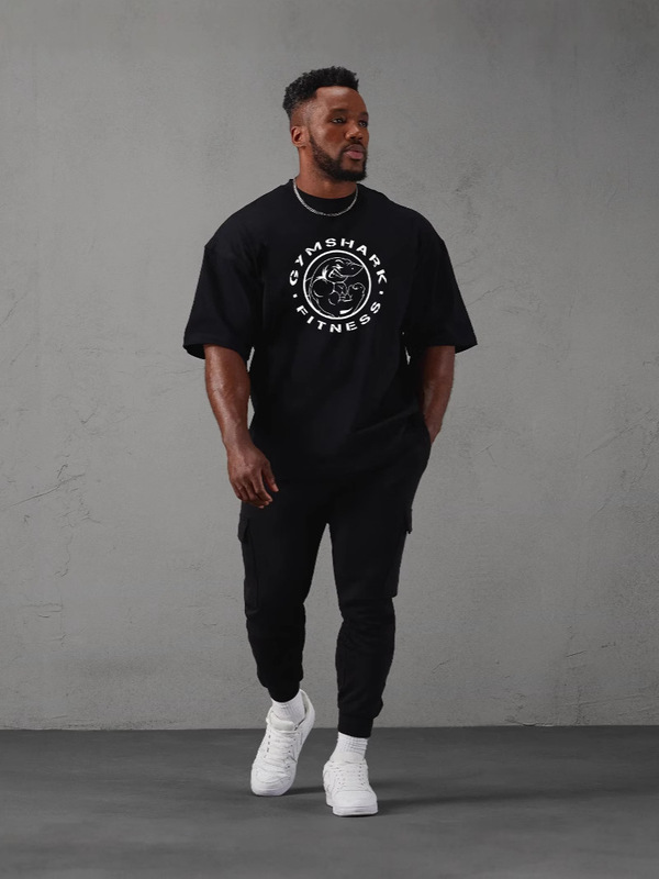GYMSHARK メンズ オーバーサイズ Tシャツ ジム スポーツ フィットネス コットン ラウンドネック ルーズ 半袖 カジュアル Tシャツ トップス|undefined