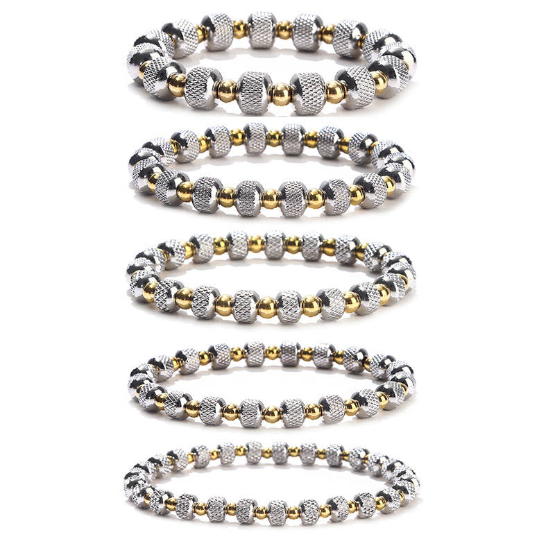 Beaded, Plating Design 1 Piece Simple Style Circle Stainless Steel Beaded Plating Bracelets
