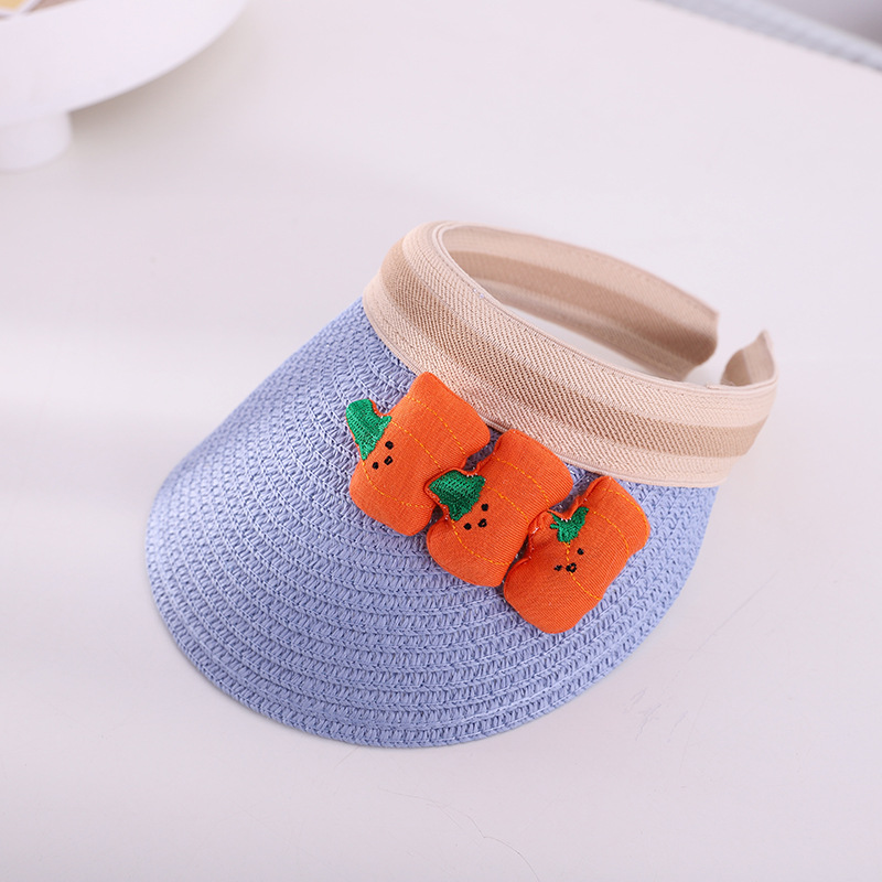 Summer Travel Empty Top Straw Hat Fruit Hairpin Empty Top Big Brim Hat Children's Beach Sun Hat display picture 7