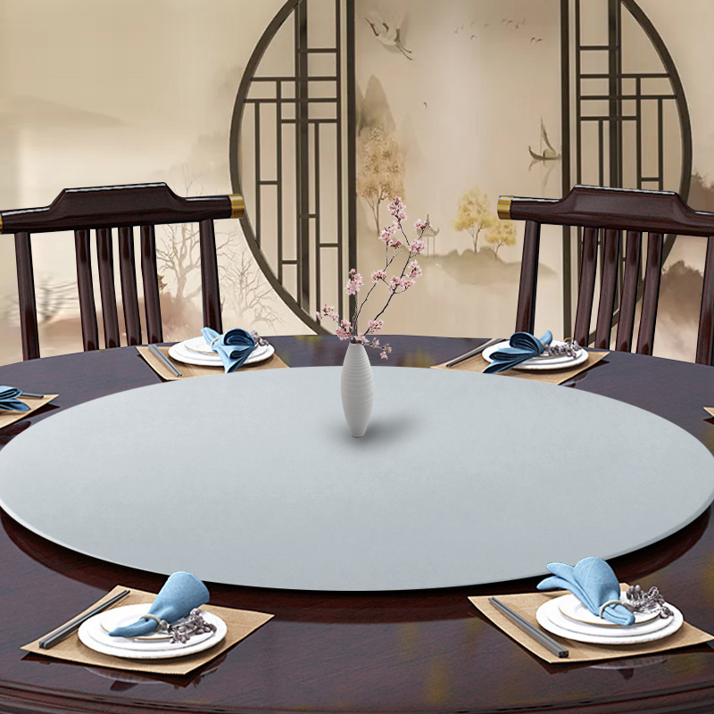 S Pure Color Glass Turntable Cover Banquet Tablecloth Thickeneded Elastic Can Be Ordered Hotel Large Round Table Turntable Protective Cover Restaurant