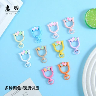 彩色烤漆郁金香弹簧扣锌合金创意钥匙扣挂件手工diy饰品配件批发