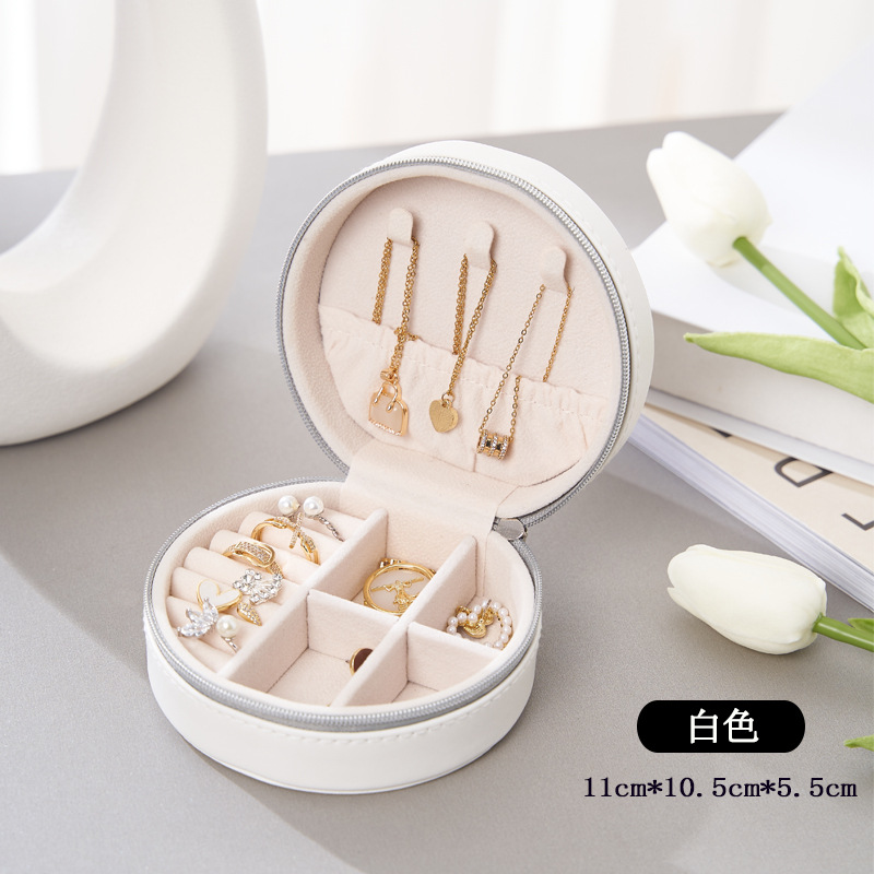 Cruz de la frontera de cuero de la PU caja de joyería simple pendientes de la caja de almacenamiento de joyería portátil creativa pendientes pequeña caja de joyería