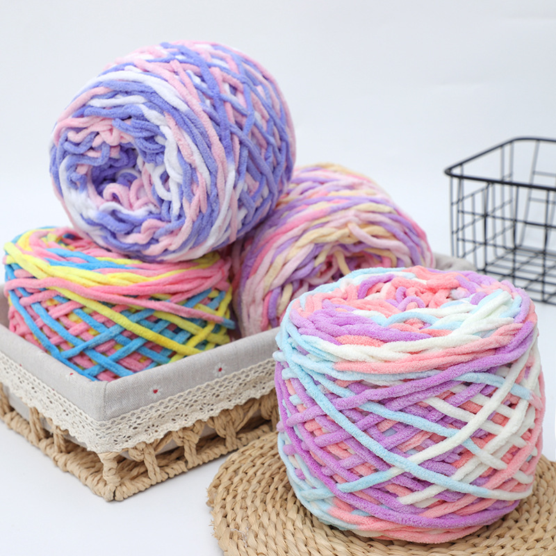0.19kg Ice Yarn Hand-Knitted Crochet Scarf Yarn Hat Coat DIY Material Kit 3.8mm Thick Yarn Knitting Thick Yarn