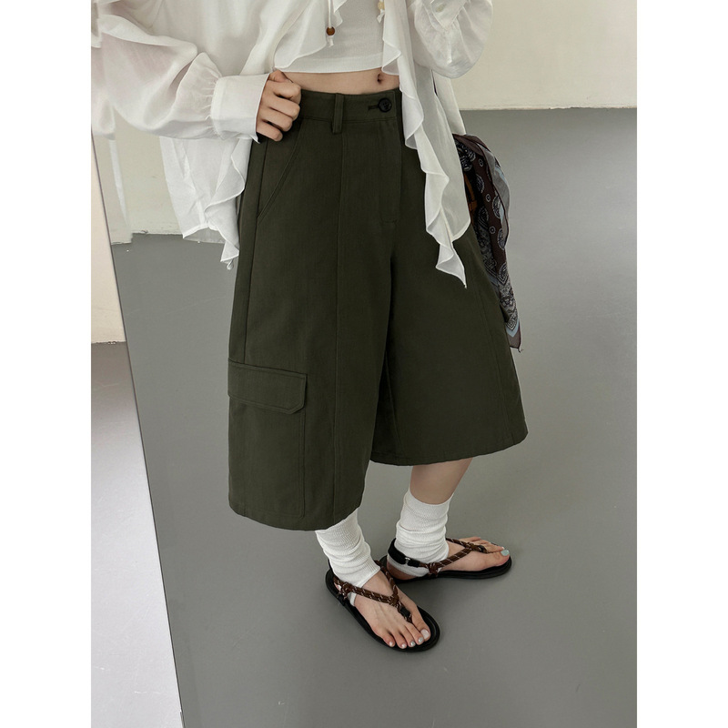 2026 Spring New Casual Style Workwear Pants for Women, Versatile Loose Korean Style Wide-Leg Cropped Pants