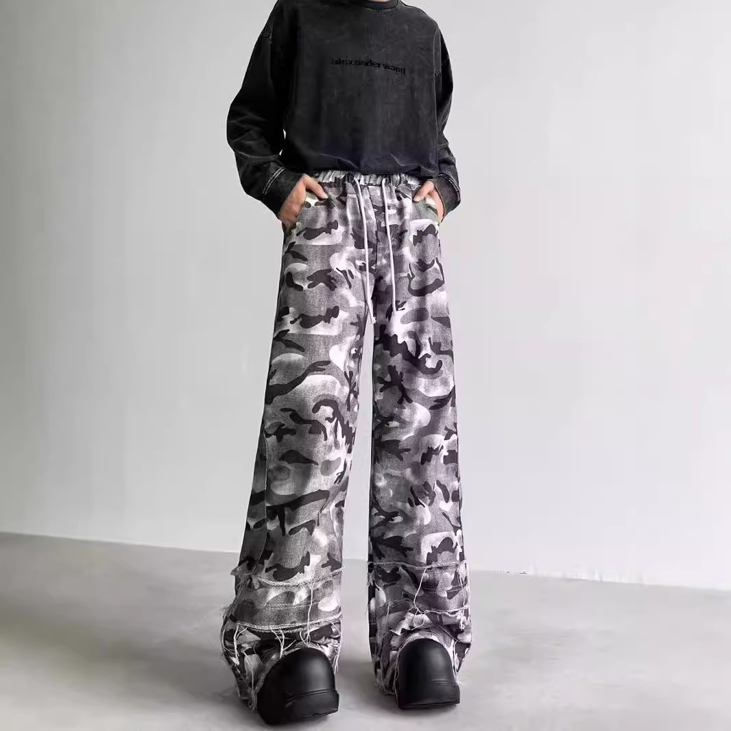 Retro camouflage Japanese denim jeans