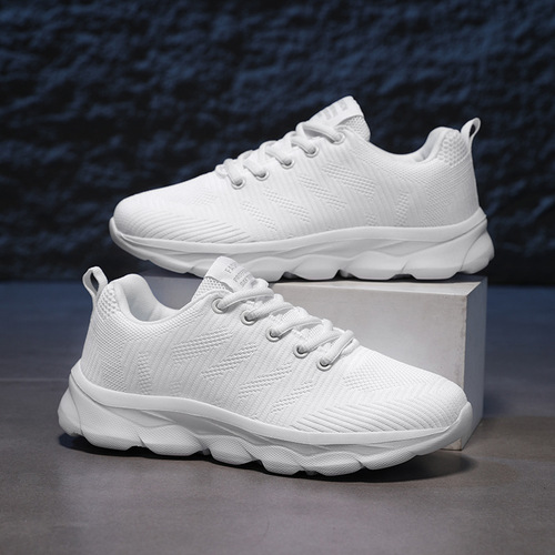Leisure white women's shoes 2025 spring breathable mesh running shoes lightweight soft sole comfortable sports shoes