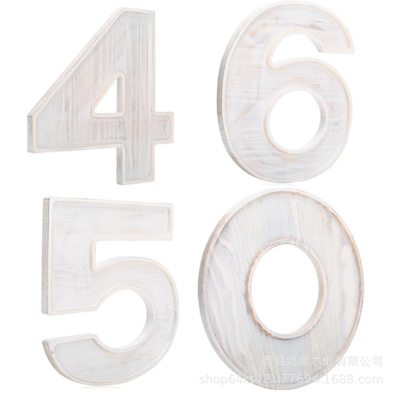 Wooden Digital Tray Country Rustic White Cooked Food Board Birthday Anniversary Snack Digital Shape Decorative Tray
