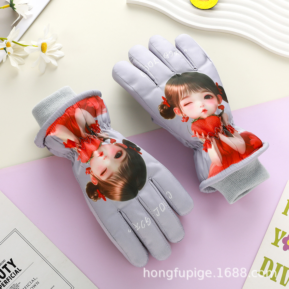 Guantes de esquí para niños calientes a prueba de derrames de agua en invierno, guantes de nieve a prueba de viento y frío para niños y niñas.