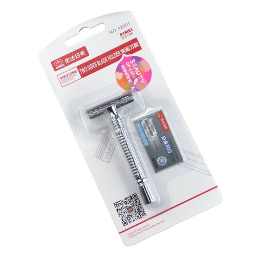 Japan-US Razor A2001 Manual Men's Shaving Razor Stand Kin Dai Japan-US 2001 with Blades for Leg Hair Removal