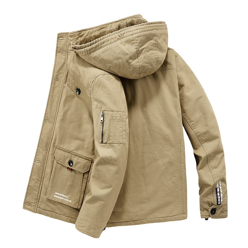 2022冬季内胆加绒加厚连帽牛仔夹克休闲韩版大码夹克棉服男