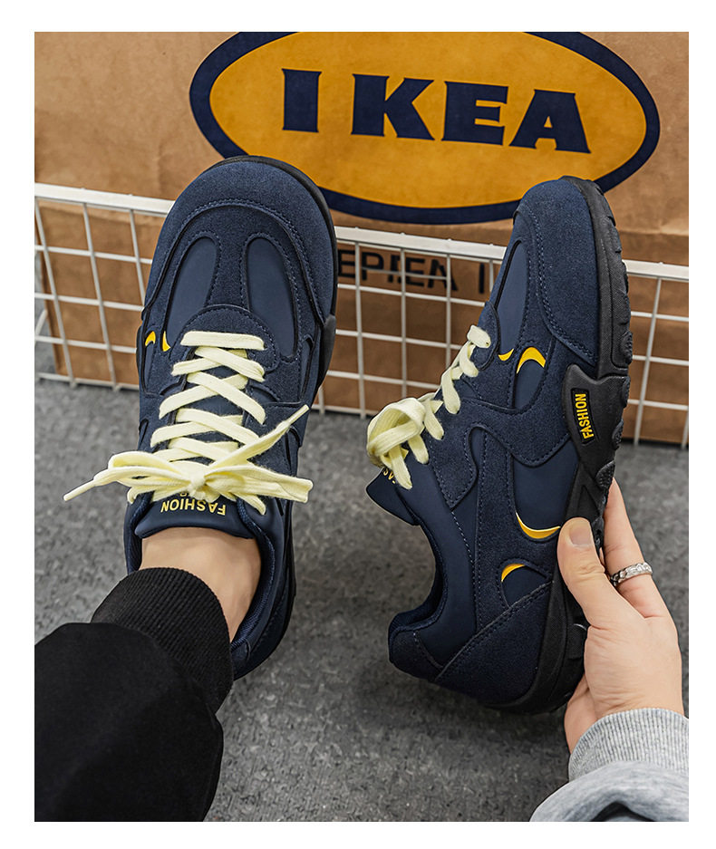 Giày sneaker nam cổ thấp nhẹ nhàng, mũi tròn, dây buộc phía trước, phong cách tối giản — KR 226m Trắng, KR226 xanh vàng chi tiết 11