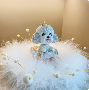 Creative Car Ornaments with Diamonds, Center Console Car Decoration, Goddess Style, Cute Bobblehead Doll, Teddy Dog, Exclusively Available for Cross-Border Sales