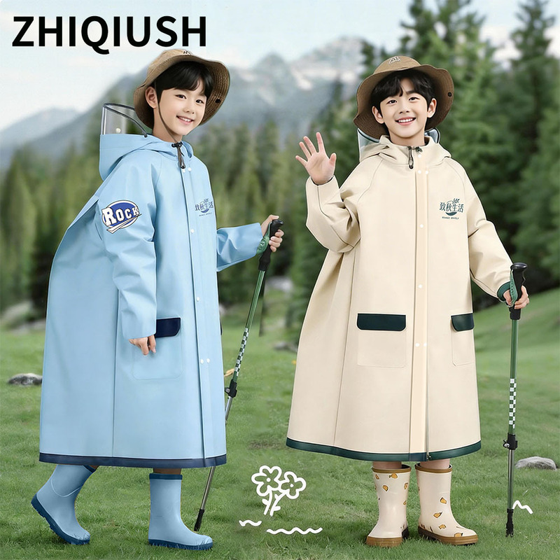 2026 New Model Children's Raincoat with Backpack Compartment for Girls, Specifically for Elementary School Students and Kindergarten Girls, Fashionable Raincoat