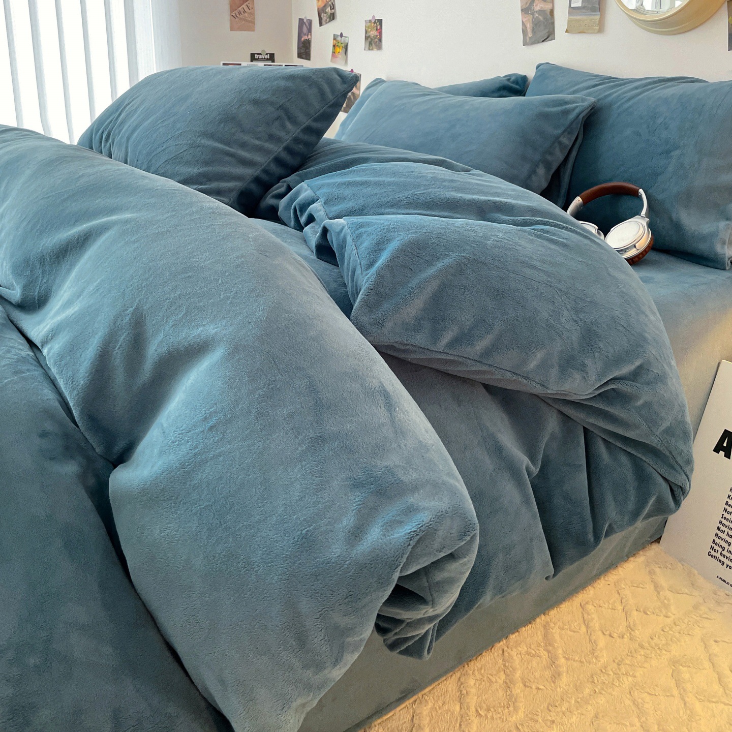 2025 New Milk Velvet Four-Piece Set Winter Simple Pure Color Double Milk Velvet Four-Piece Set Bed Sheetss and Fitted Bed Sheetss Optional