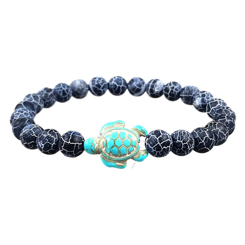 Европа и США Amazon трансграничный вулканический камень зеленый павлин браслет Мода Мужчины и женщины черепаха эластичный Синий Бирюзовый браслет оптом