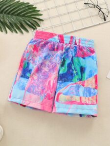 男童 オイルペイントビーチパンツ 中大童用 夏 花色 弾力 工場卸売 安心高品質 