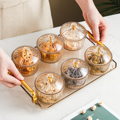 Nordic dried fruit plate, snack plate, snack plate, snack plate, transparent round fruit plate, iron box with lid