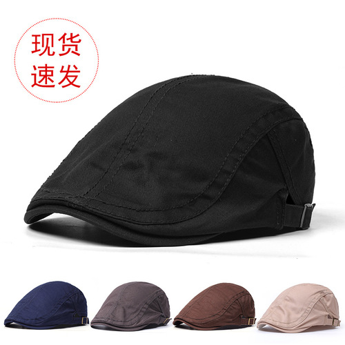 English-style pure cotton beret hat retro men solid color duckbill forward hat Korean version women painter hat autumn and winter wholesale