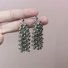 2023年新款925银针韩国MondayEdition银色串珠重工耳环时髦显瘦