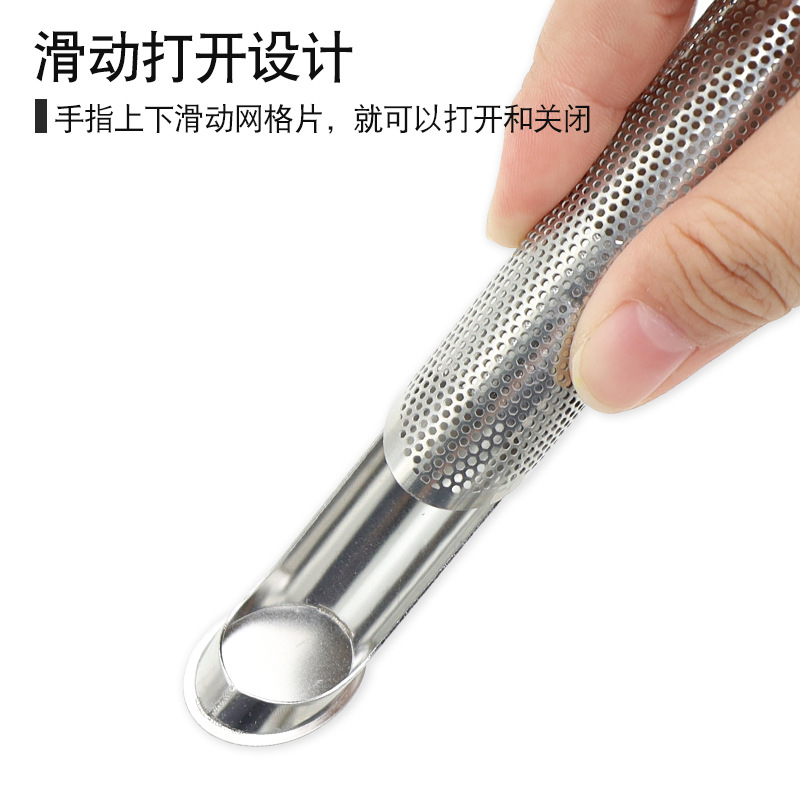 304 tubo de acero inoxidable colgando fabricante de té embudo de té mango té colador de té cuchara de té con mango de té juego de té
