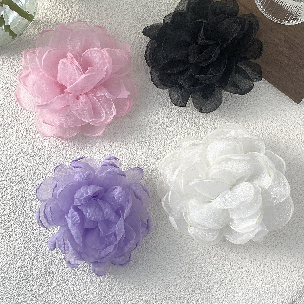Elegante Mesh Kamelien Brosche Und Haarnadel Als Ansteckblume_voghion.com
