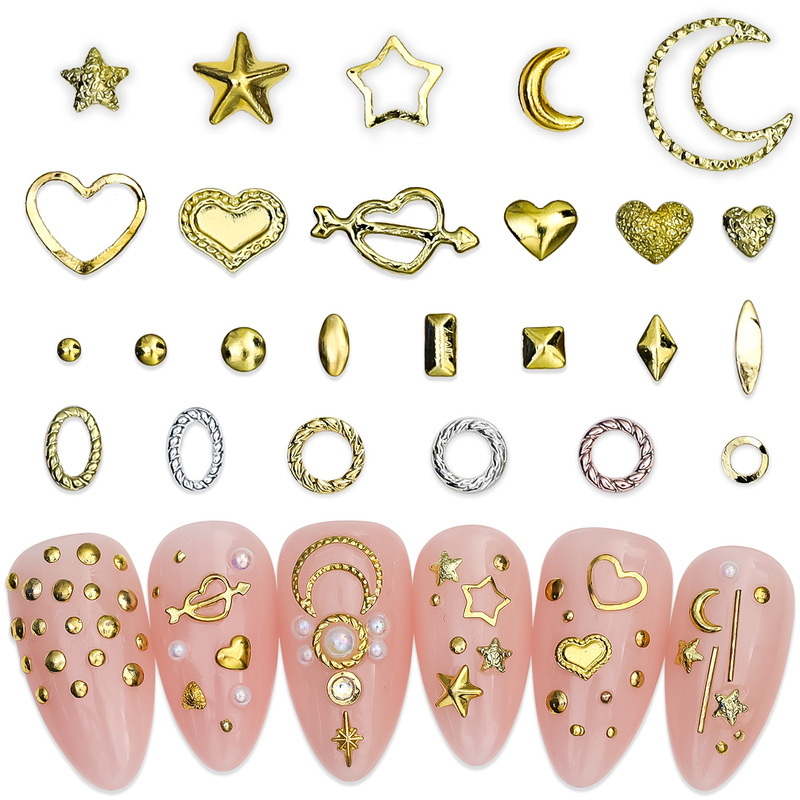Nail art jewelry 500 Japanese metal rivet love polka dot geometric nail decoration accessories wholesale