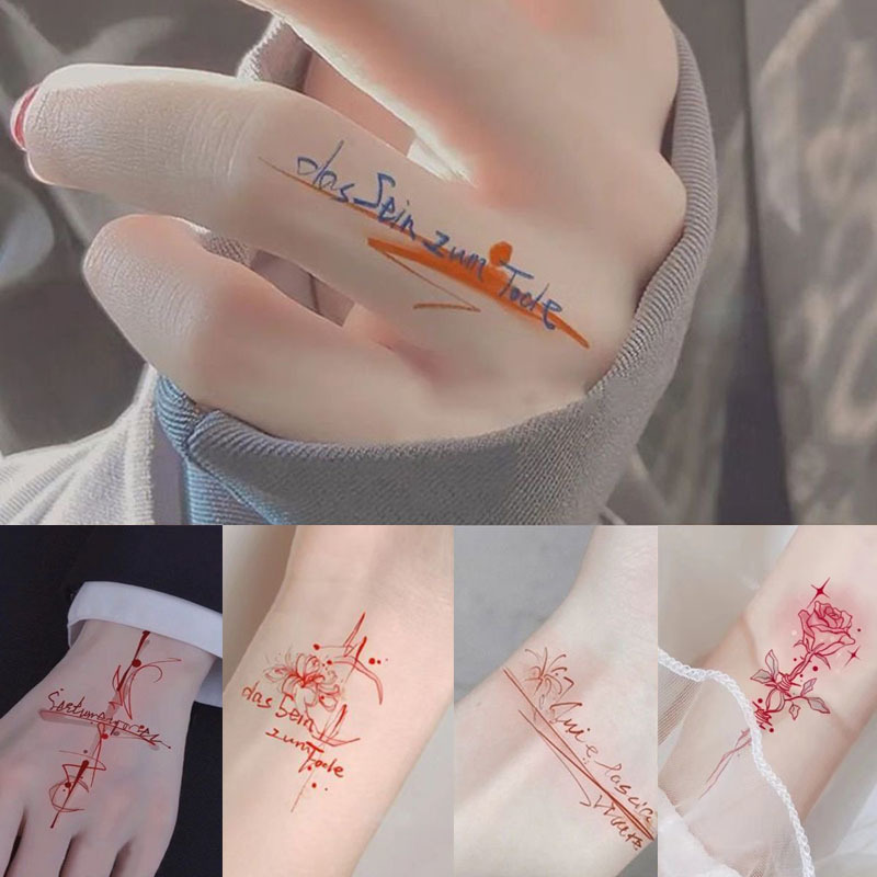 To the Dead German Color Tattoo Sticker Waterproof Ins Hot Girl Sweet Cool Student Couple's Wrist Finger Sticker