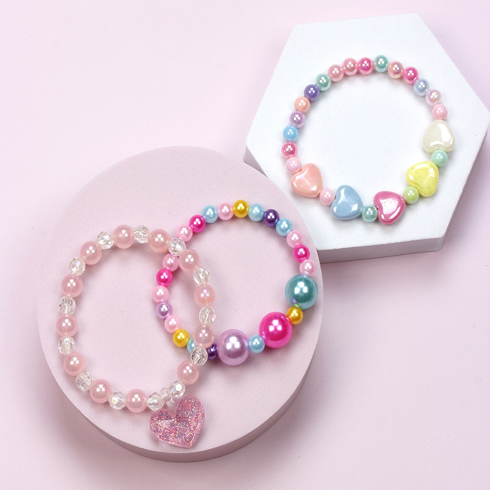 Simple Style Heart Shape Flower Plastic Beaded Girl's Bracelets display picture 47