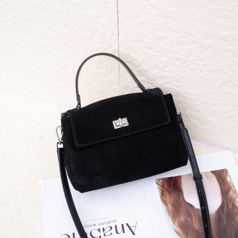 Frosted Cowhide Women's Bag, Elegant One-Shoulder Portable Commuting Cross-Border Fashion Autumn and Winter Plush Large-Capacity Genuine Leather