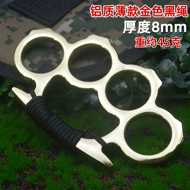 Four-Finger Knuckle Duster Self-Defense Ring, Thickened Iron/Aluminum, Paracord 55–70 cm