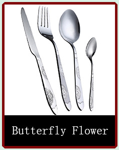 28# Butterfly Flower Series Supermarket stainless steel spoons and forks silverware set