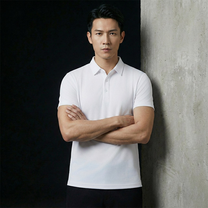 Summer Cool Solid Color Plain New Men's Breathable Short-Sleeve T-Shirt with a Turn-Down Collar, Solid Color Business Versatile Custom Polo Shirt