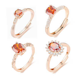 法式小香风微镶锆石钻戒 活口时尚轻奢高级戒指 欧美跨境电商饰品