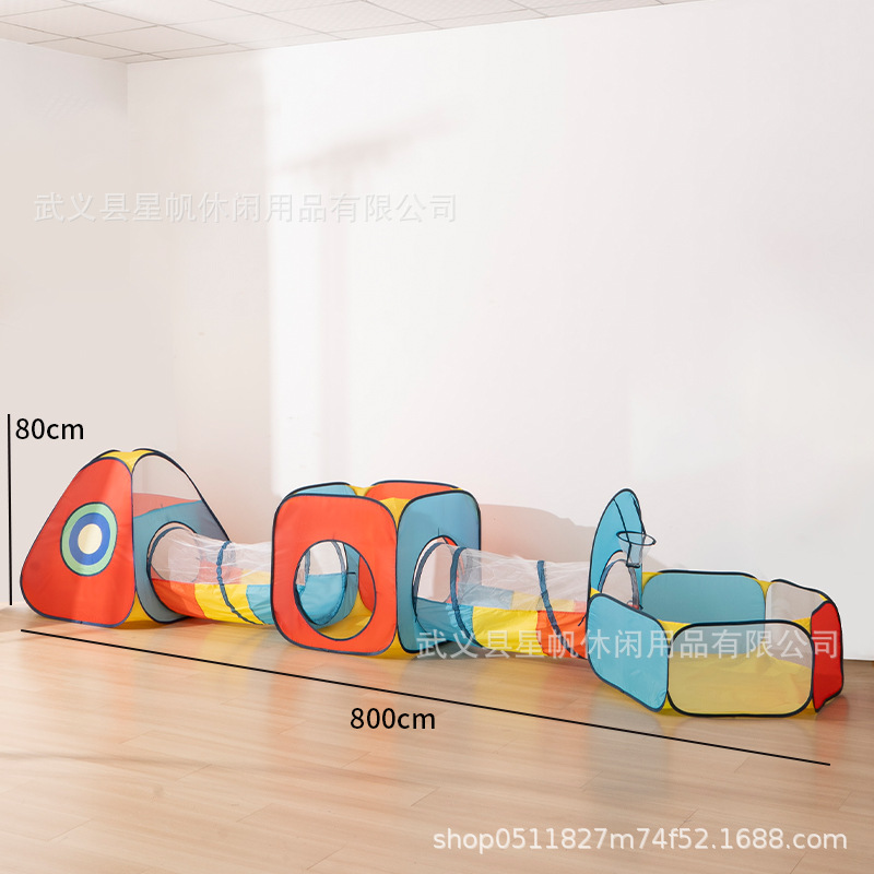 Color combinado de cinco piezas de tienda de campaña para niños plegable portátil interior 3 en 1 tienda de campaña para niños