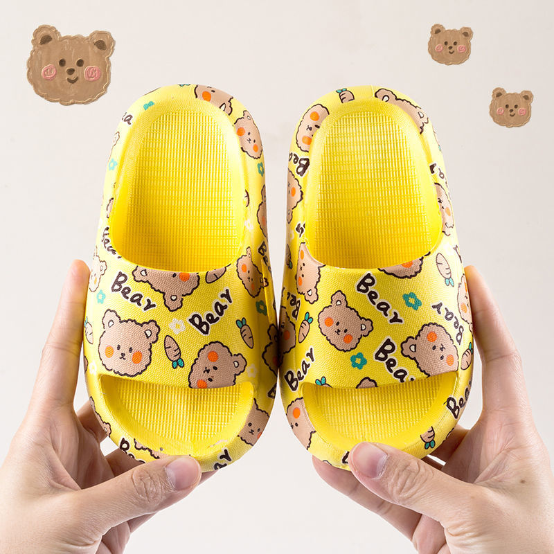 Zapatillas infantiles de dibujos animados para niñas oso baño antideslizante suave fondo integrado interior hogar niños verano zapatillas frescas