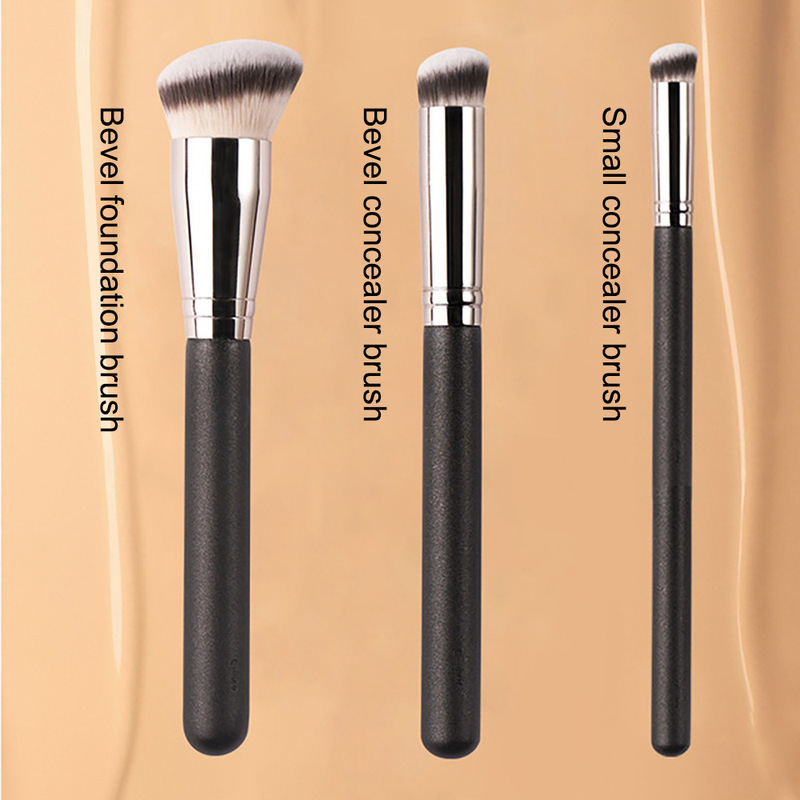 Factory direct cross-border explosions single seamless 170 foundation brush oblique round head 270 concealer 370 black makeup brush