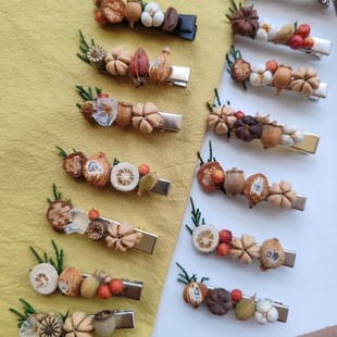 Original Plant Hairpin Duckbill Clip Natural Seed Fruit Hairpin Niche Design Handmade Girls Hair Accessories Sweet