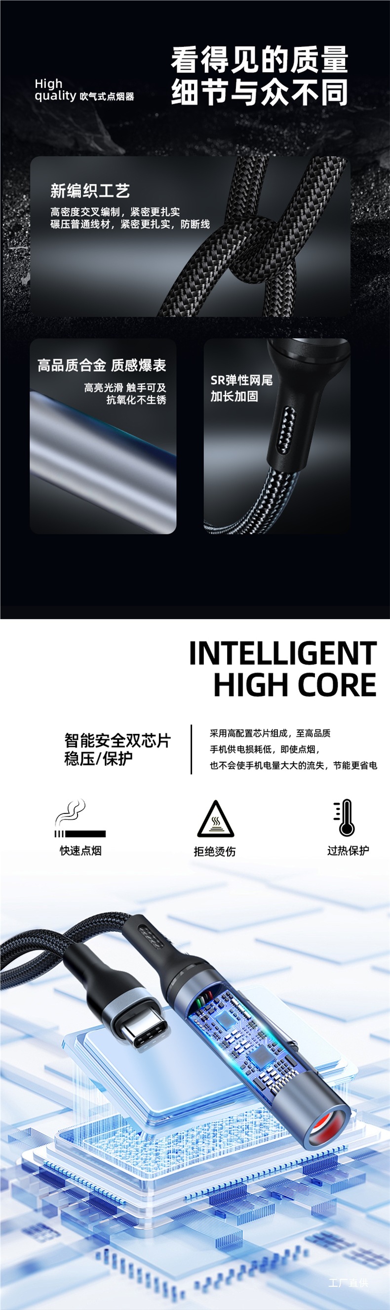 Mini Portable Cigarette Lighter Car Cigarette Lighter Type-C Port Home Car Travel Can Be Used on the Plane USB Lighter