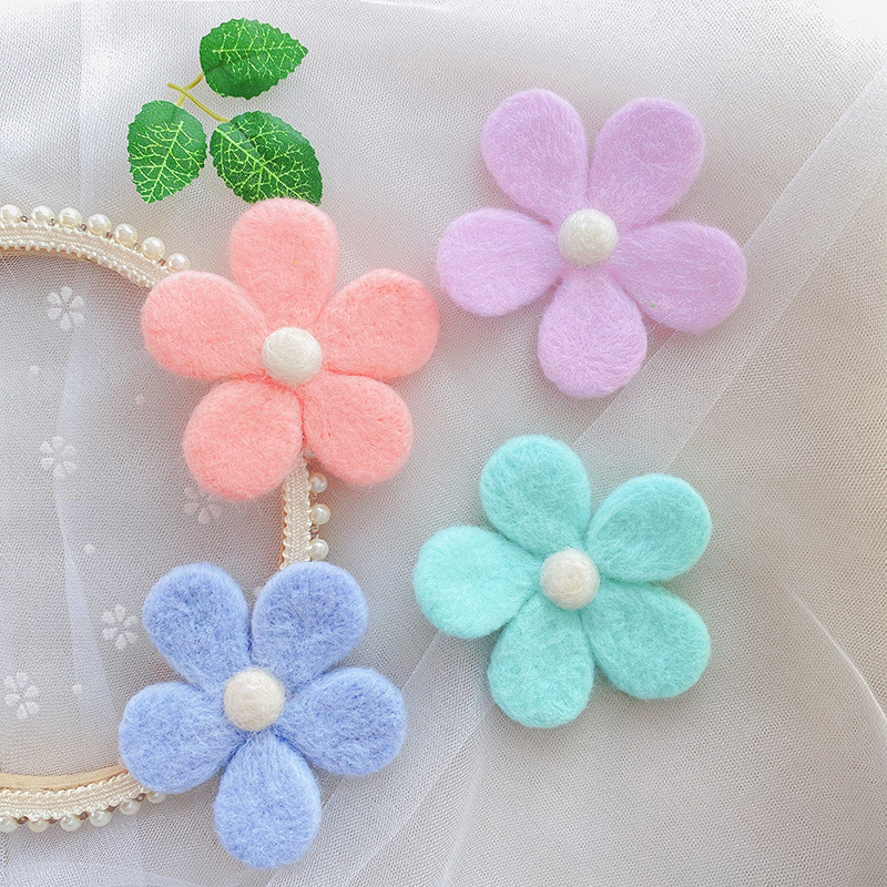 Autumn and winter New sweater clothing wool felt macaroon color flower accessories hat bag decorative brooch material