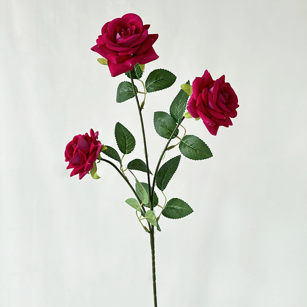 Yujing 3 헤드 벨벳 로즈 레드