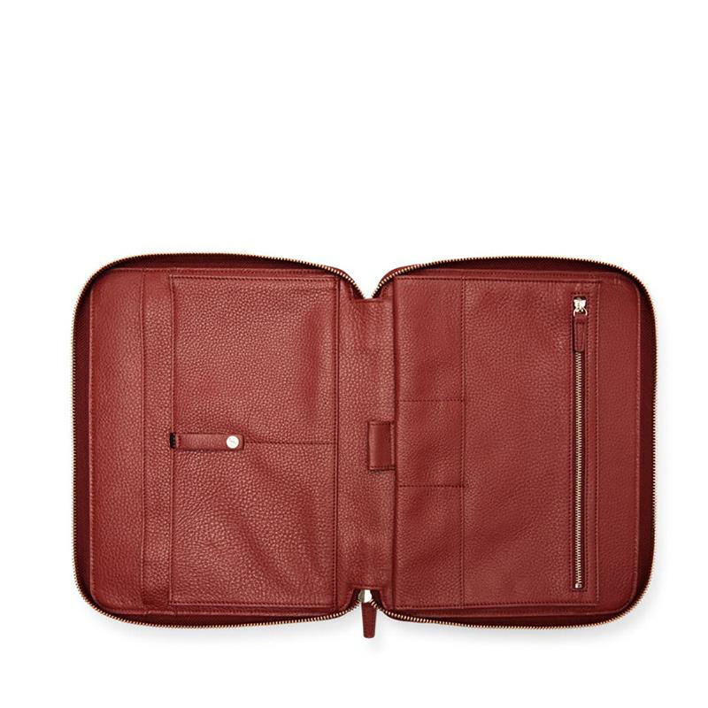 Leather Zipper Folder Customized iPad Tablet Bag Men's Business Trip Clutch Bag Leather Document Storage Bag