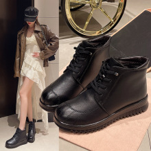 新款冬季皮靴羊毛妈妈鞋加绒保暖中老年棉鞋女中年短靴老人皮鞋