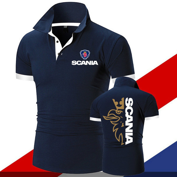 wish summer European and American men's T-shirt lapel short sleeve volunteer polo shirt factory work clothes fixed logo in stock