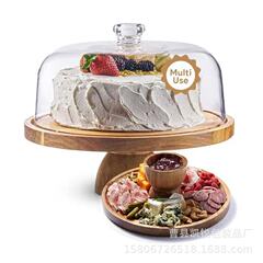 木製ケーキ皿デザートラック結婚式食卓装飾パンデザートディスプレイラック木製フルーツトレー円形皿