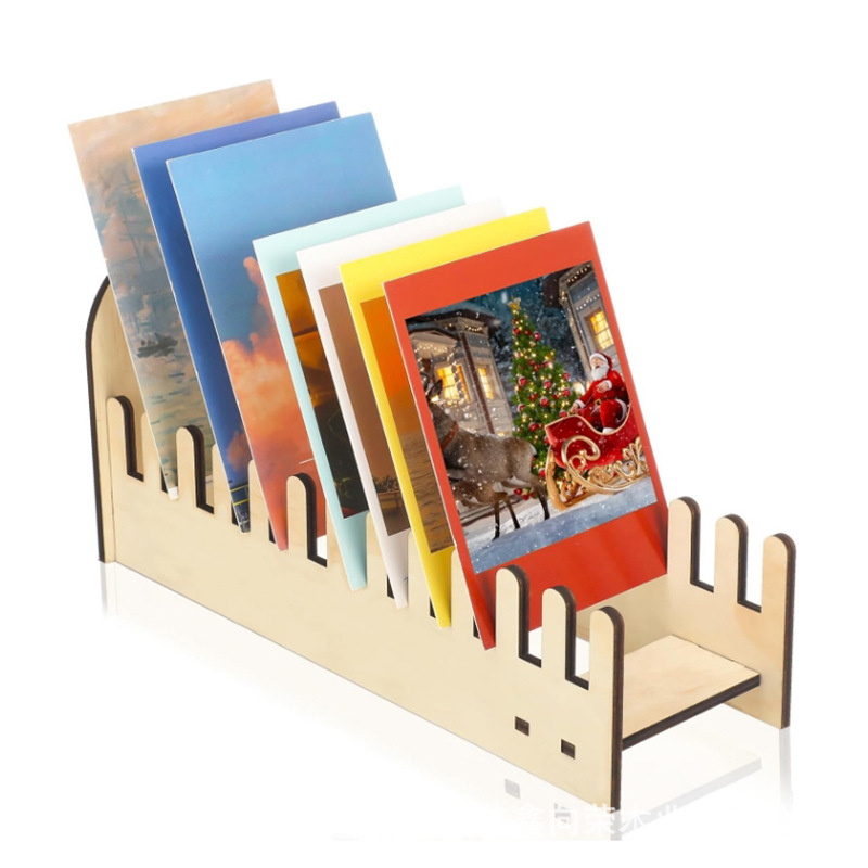 나무 데스크탑 카드 저장 랙 간단한 사무실 핏 랙 학생 종이 인사말 카드 디스플레이 랙 광고 카드 랙