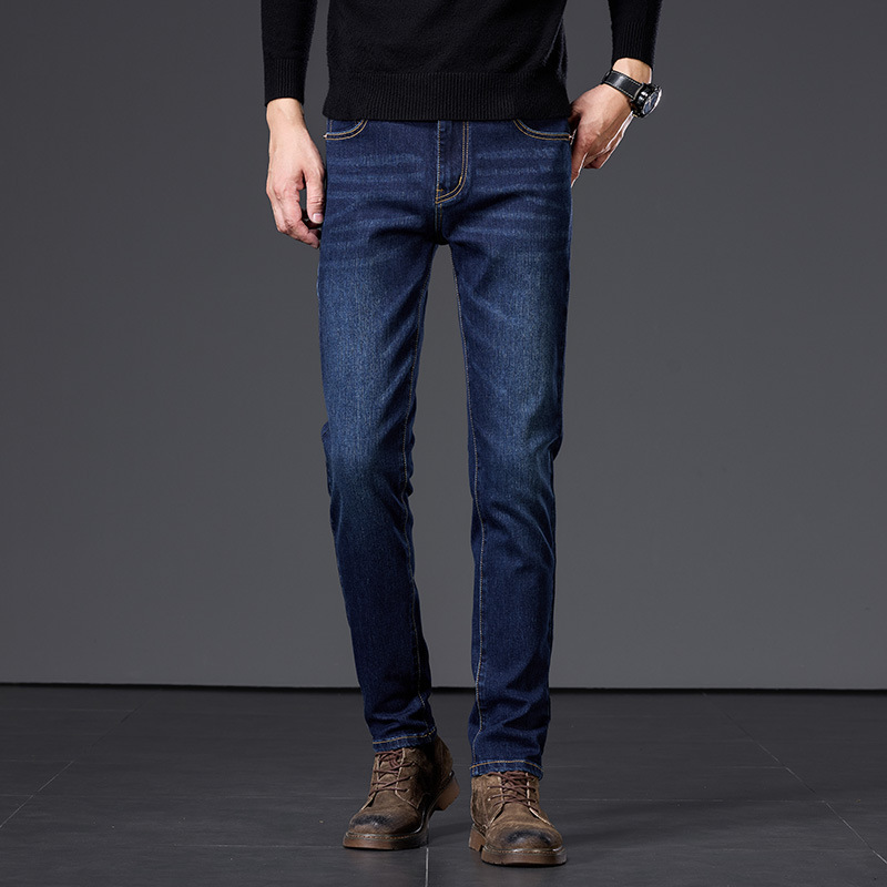 2025 Autumn New Jeans Men's Trousers Slim Fit Small Feet Straight-Leg High-End Business Stretch Trousers