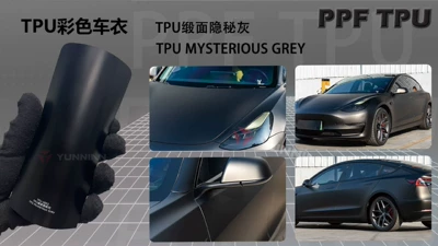 Automotive Film: Matte Color Changing Car Clothing - customizable-color-change-tpu-satin-stealth-gray