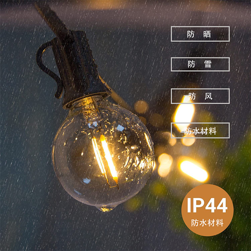 Cadena de Luces G40 de Plástico Impermeable para Jardín y Camping