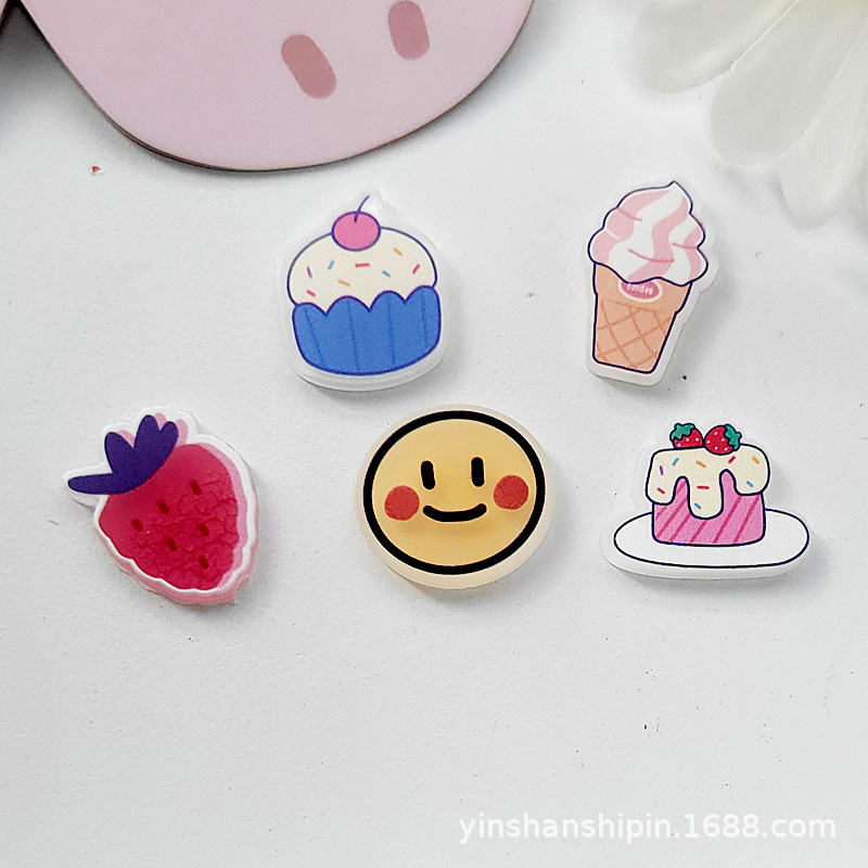 lovely Cartoon Acrylic Cake ice cream series DIY Jewelry Hairpin clothing Buckles decorate manual Material Science